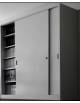 ARMADIO METALLICO AD ANTE SCORREVOLI CON SERRATURA E 5+5 RIPIANI REGOLABILI - cm 150x45x250h