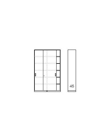 ARMADIO METALLICO AD ANTE SCORREVOLI CON SERRATURA E 5+5 RIPIANI REGOLABILI - cm 150x45x250h