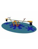 Trave oscillante bilico parco giochi a 2 posti con struttura in acciaio - Filo pavimento - cm 256x40x68h
