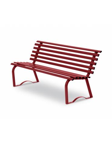 Panchina per parco in metallo con tubo d'acciaio - colore ROSSO RAL 3003 - dimensioni cm 150x43x74h