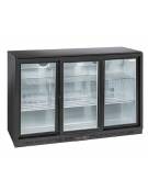 Vetrina bibite con 3 ante scorrevoli - colore esterno nero - refrigerazione Roll-Bond con ventilatore +1°/+10° - cm 135x52x90h