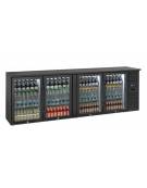 Frigorifero sottobanco per bibite, 4 porte a battente con motore laterale - Refrigerazione ventilata +2°/+8°C - cm. 254x53,5x86h