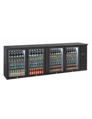 Frigorifero sottobanco per bibite, 4 porte a battente con motore laterale - Refrigerazione ventilata +2°/+8°C - cm. 254x53,5x86h