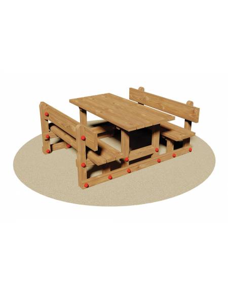 Mini Tavolo legno con 2 panche per bambini da 2 a 8 anni - cm 120x145x60h -  Jolly - Giochi bambini per parchi e giardino per es