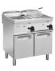 Friggitrice a gas 2 vasche pulite a V da Lt 13+13 su mobile -DIMENSIONI CM.70x70x85h-COPERCHI E UNA VASCA RECUPERO OLIO INCLUSI