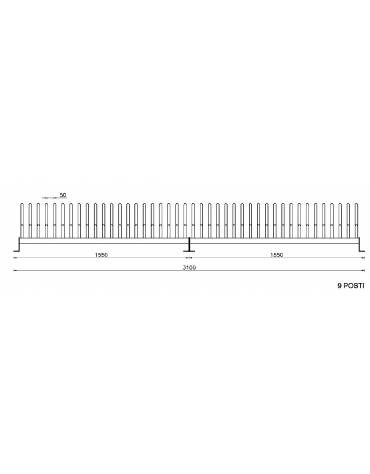 Portabici 9 posti realizzato completamente in acciaio zincato e verniciato. Da tassellare - cm 310x39x42,9h