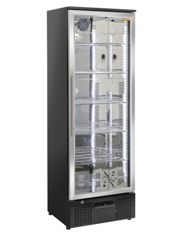 Vetrina frigo bibite verticale Lt. 293 con telaio porta in acciaio inox - refrigerazione ventilata +1°/+10°C - cm 60x55,8x180h