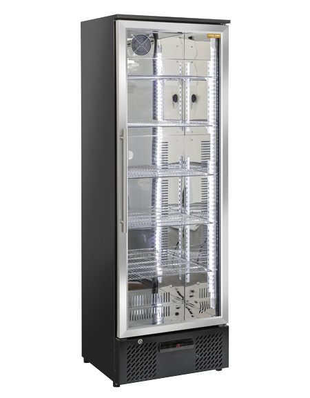 Vetrina frigo bibite verticale Lt. 293 con telaio porta in acciaio inox - refrigerazione ventilata +1°/+10°C - cm 60x55,8x180h