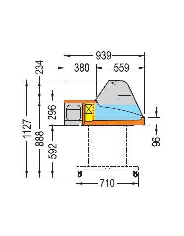 Vetrina refrigerata da appoggio con vetro curvo Doppio evaporatore, mm 756x939x530h