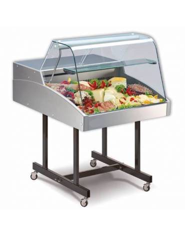 Vetrina refrigerata da appoggio con vetro curvo Doppio evaporatore, mm 1006x939x530h