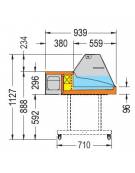 Vetrina refrigerata da appoggio, vetro dritto doppio evaporatore, mensola intermedia in cristallo mm 1506x939x530h