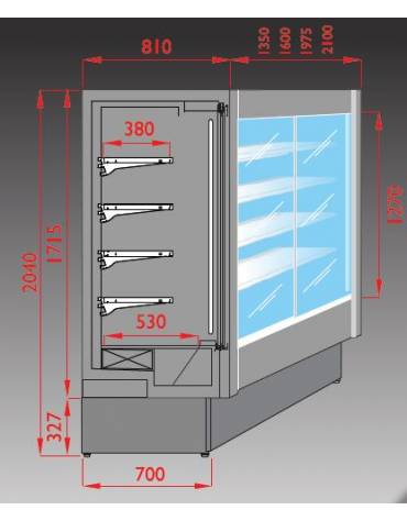 Murale refrigerato con porte scorrevoli cm 208x81x204h