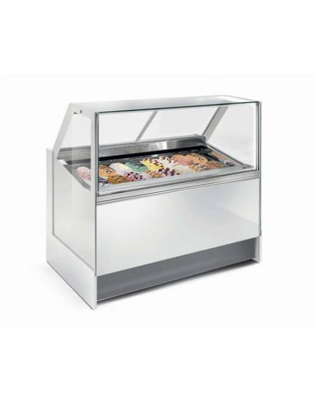 Vetrina gelati ventilata professionale orizzontale vetri curvi - Lunghezza cm 100 - Motore interno