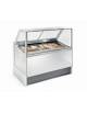 Vetrina gelati ventilata professionale 16 vaschette da Lt 4,75 orizzontale vetri dritti bassi - Motore interno - cm 153x93x120h