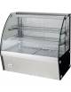 Vetrina calda riscaldata ventilata da banco con vetri curvi e 2 ripiani intermedi grigliati - cm 71x46x67h