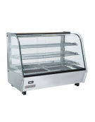 Vetrina espositiva riscaldata da banco in acciaio inox, vetro e porta curvi - capacità 160 Lt. - mm 856x568x670h