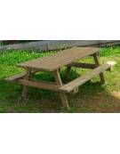 Set tavolo e 2 panche per pic-nic in legno di conifera nordica impregnata in autoclave - cm 195x74,2h