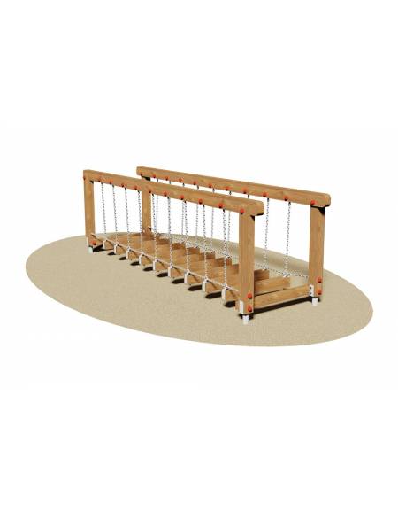 Passerella in legno per parco giochi bambini con camminamento con travetti e  catene e passamano in legno - Jolly - Giochi bambin