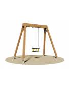 Altalena in legno ad 1 Posto con sedile a gabbia certificata per parchi pubblici - cm 265x160x230h
