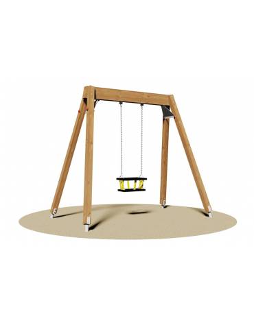 Altalena in legno ad 1 Posto con sedile a gabbia certificata per parchi pubblici - cm 265x160x230h