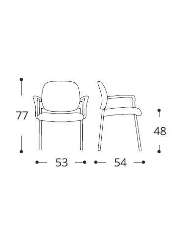 Sedia fissa di attesaconferenza monoscocca in plastica indeformabile - con braccioli e scrittoio - vari colori - cm 53x54x77h	€ 