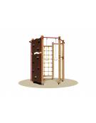 Palestrina in legno con arrampicata , fune, coppia di anelli, pertica e parete con appigli - Da interrare o da tassellare