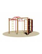 Gioco Arrampicata in legno con pertica , fune e spalliera svedese - cm 225x230x200h