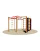 Gioco Arrampicata in legno con appigli, pertica , fune, parete con rete di corda , arrampicata curva e spalliera svedese