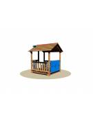 Casetta in legno per bambini a due falde con panchetta 4 posti e parapetti - cm 170x180x200h