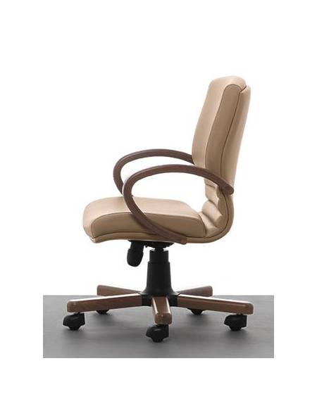 Poltrona semi-direzionale con braccioli e base in legno - movimento oscillante cm 68x74x89/98h