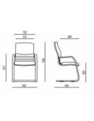 Poltrona visitatore con braccioli e base in legno - cm 64x69x86h