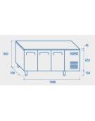 Tavolo refrigerato 3 porte in acciaio inox -  refrigerazione ventilata -2/+8°C - CLASSE A -cm 180x70x85h