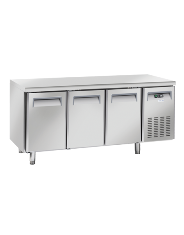 Tavolo refrigerato 3 porte, in acciaio inox AISi 304, refrigerazione ventilata - cm 179.5x70x86h