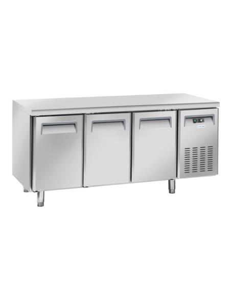 Tavolo refrigerato 3 porte, in acciaio inox AISi 304, refrigerazione ventilata - cm 179.5x70x86h