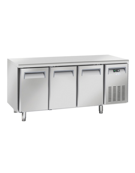 Tavolo refrigerato 3 porte in acciaio inox -  refrigerazione ventilata -2/+8°C - CLASSE A -cm 180x70x85h