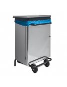 Pattumiera rettangolare in acciaio inox lucido - Capacità Lt 110 - Apertura a pedale - cm 46x36x70h