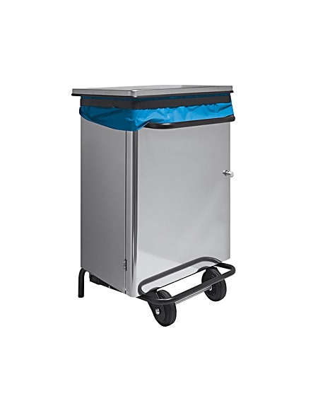 Pattumiera rettangolare in acciaio inox lucido - Capacità Lt 110 - Apertura a pedale - cm 46x36x70h