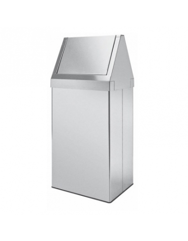 Gettacarte rettangolare con coperchio basculante , push inox - Capacità 70 lt - cm 40x30x90h