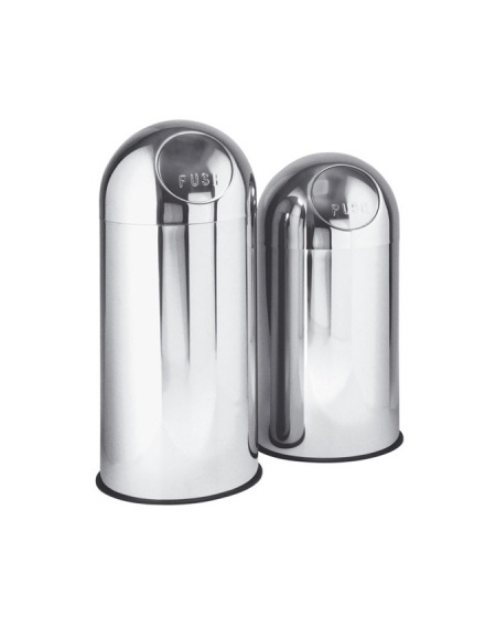 Gettacarte tondo in acciaio inox, Lt 45 Push inox - Ø cm 30x88