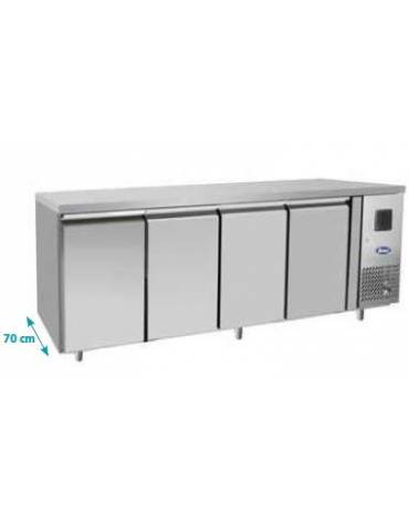 Tavolo Refrigerato ventilato in acciaio Inox - 4 porte - 560 Lt. - temp. -22° -18°C - teglie GN 1/1 - mm 2230×700×850h