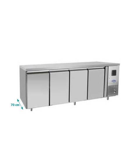 Tavolo Refrigerato ventilato in acciaio Inox - 4 porte - 560 Lt. - temp. -22° -18°C - teglie GN 1/1 - mm 2230×700×850h