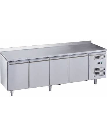 Tavolo refrigerato congelatore con alzatina 4 sportelli cm. 223x70x85h