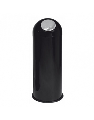 Gettacarte tondo in metallo laccato nero - Capacità lt 45 - Push inox - Ø cm 30x83h