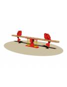 Dondolo a molla per 2 bambini, con struttura in legno e sagome decorative in multistrato - Filo pavimento - cm 295x25x80h