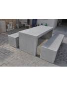 Set pic nic in cemento colore Bianco pietra - composto da 1 tavolo cm 200x80x80h e 2 panche cm 200x50x50h - Conforme ai CAM