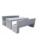 Set pic nic in cemento colore Grigio pietra - 1 tavolo cm 220x80x80h e 2 panche con schienale cm 220x50x90h - CAM