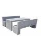 Set pic nic in cemento colore Grigio pietra - 1 tavolo cm 220x80x80h e 2 panche con schienale cm 220x50x90h - CAM