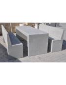 Set pic nic in cemento colore Grigio pietra - 1 tavolo cm 220x80x80h e 2 panche con schienale cm 220x50x90h - CAM