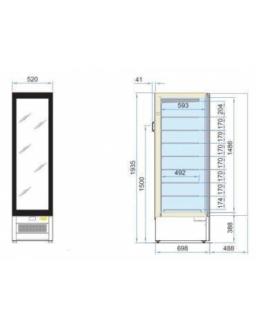 Vetrina verticale gelateria negativa cm 44x73x185h