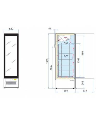 Vetrina verticale gelateria negativa cm 44x73x185h